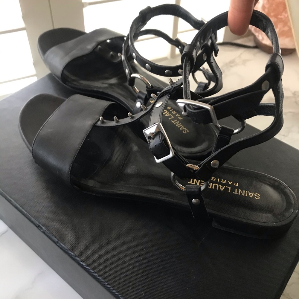 Saint Laurent Gladiator silver stud sandals 38.5 - Picture 1 of 4